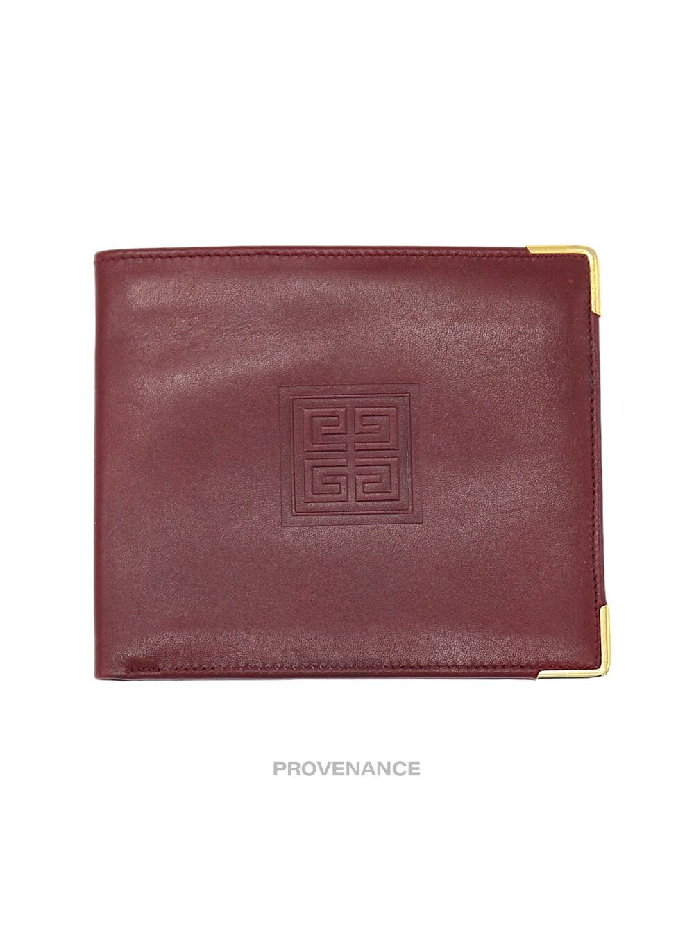 🔴 Givenchy Logo Bifold Wallet - Burgundy Leather